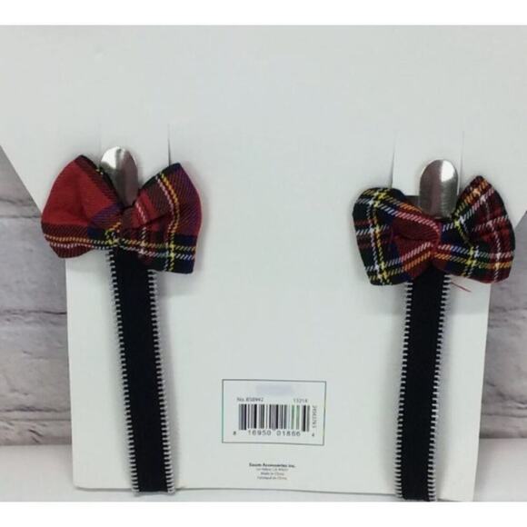 Totally 80S Rebel Suspenders Women's Costume Theatrical Plaid Black Zipper Bow - Picture 2 of 2